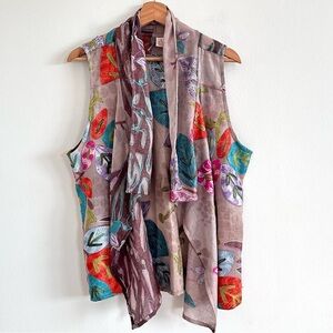 ANU wool made in India embroidered Arsty Lagenlook open front vest size Small